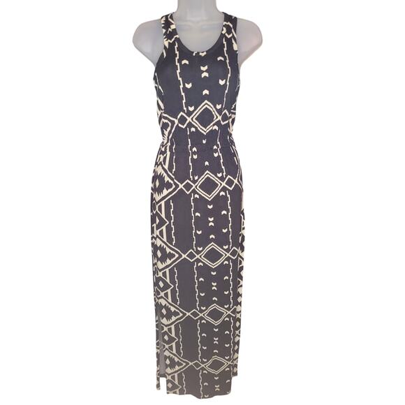 J Crew Blk Maxi Dress Razor Back Bottom Slits SZ XXS - Picture 1 of 5